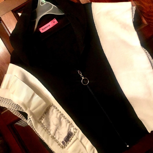 New NWT European brand black and white top jacket and pants suit size M/L - Picture 4 of 16